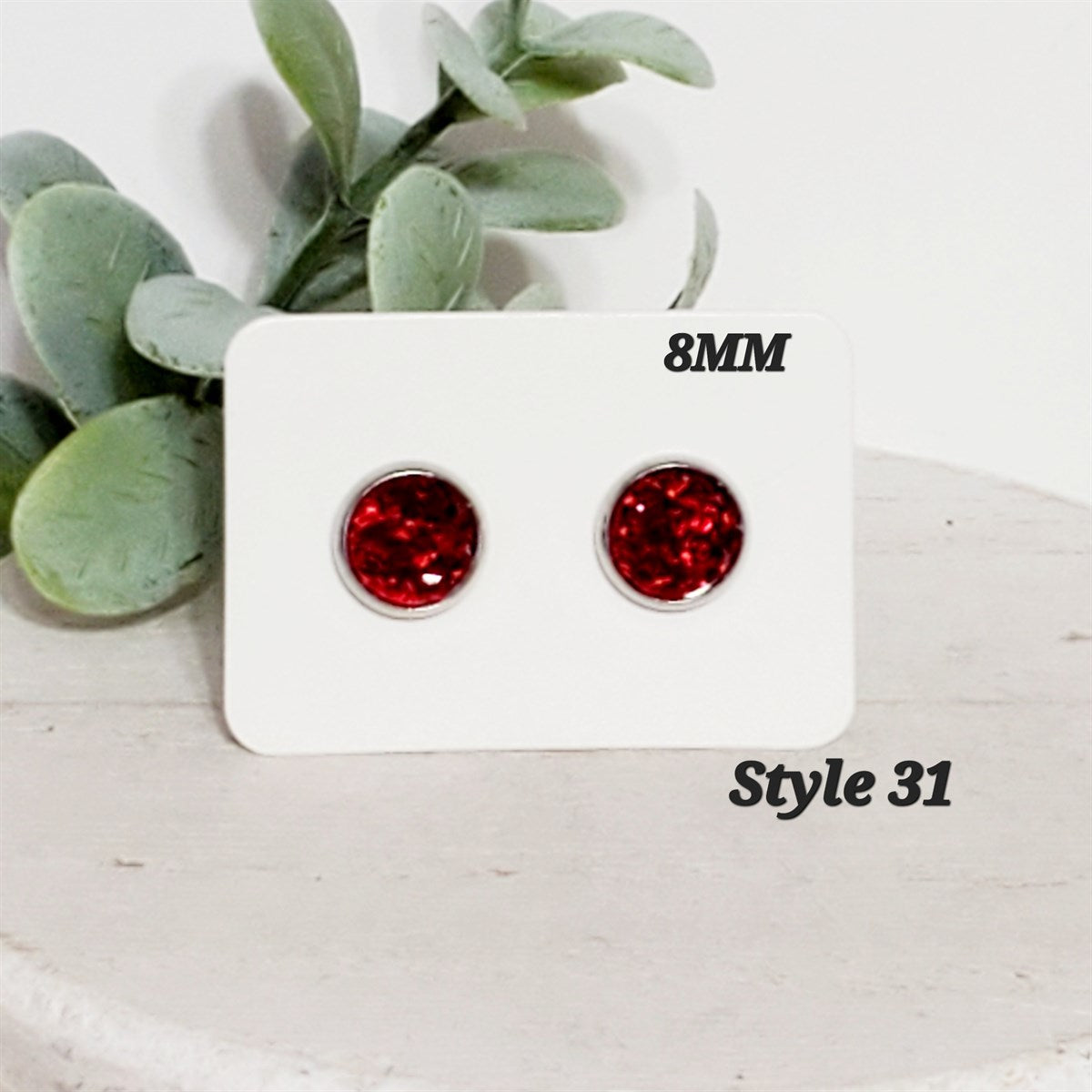 8MM Crystal Red Studs