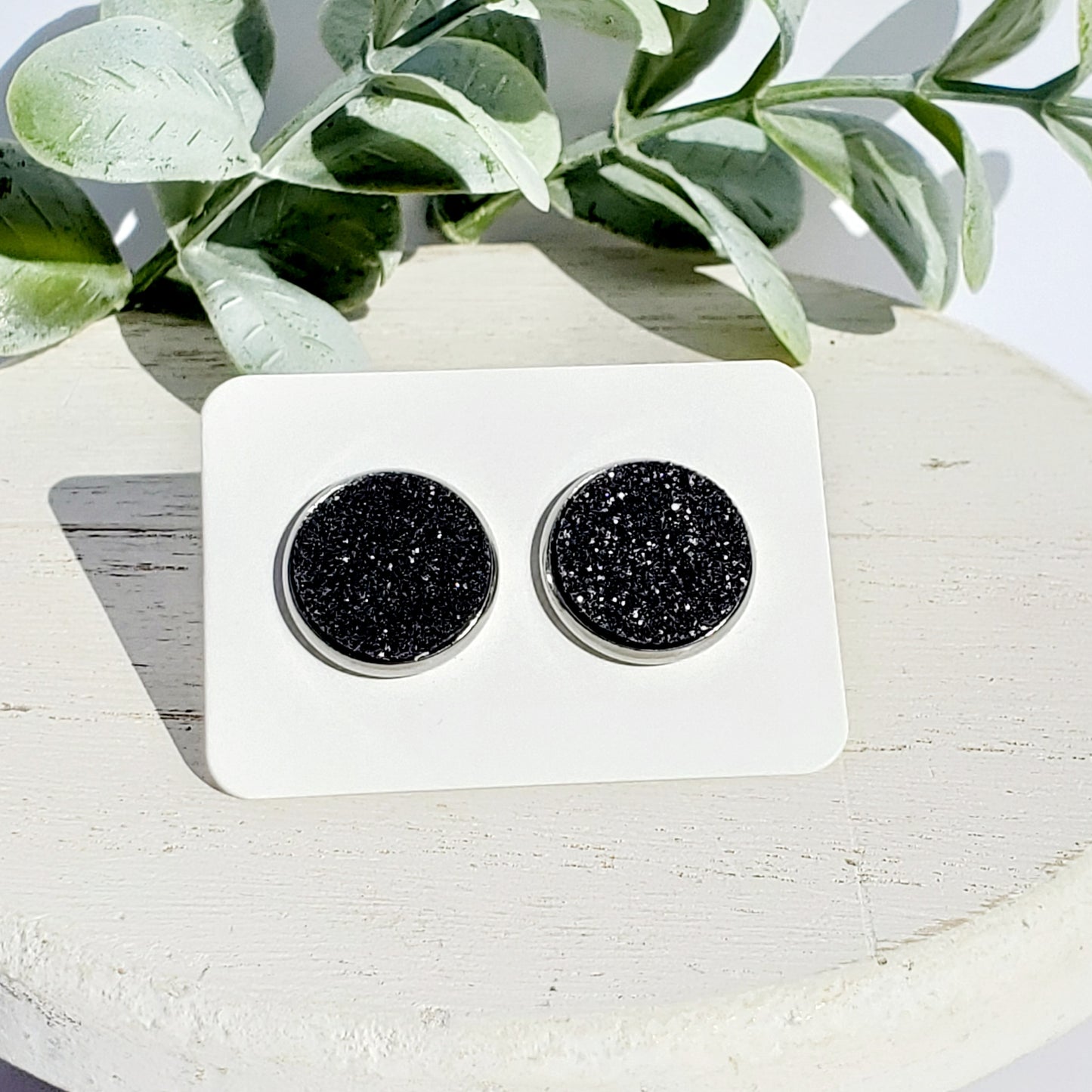 12MM Leather Glitter Black
