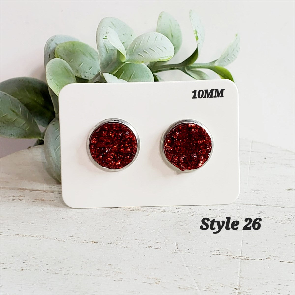 10MM Glitter Red Studs