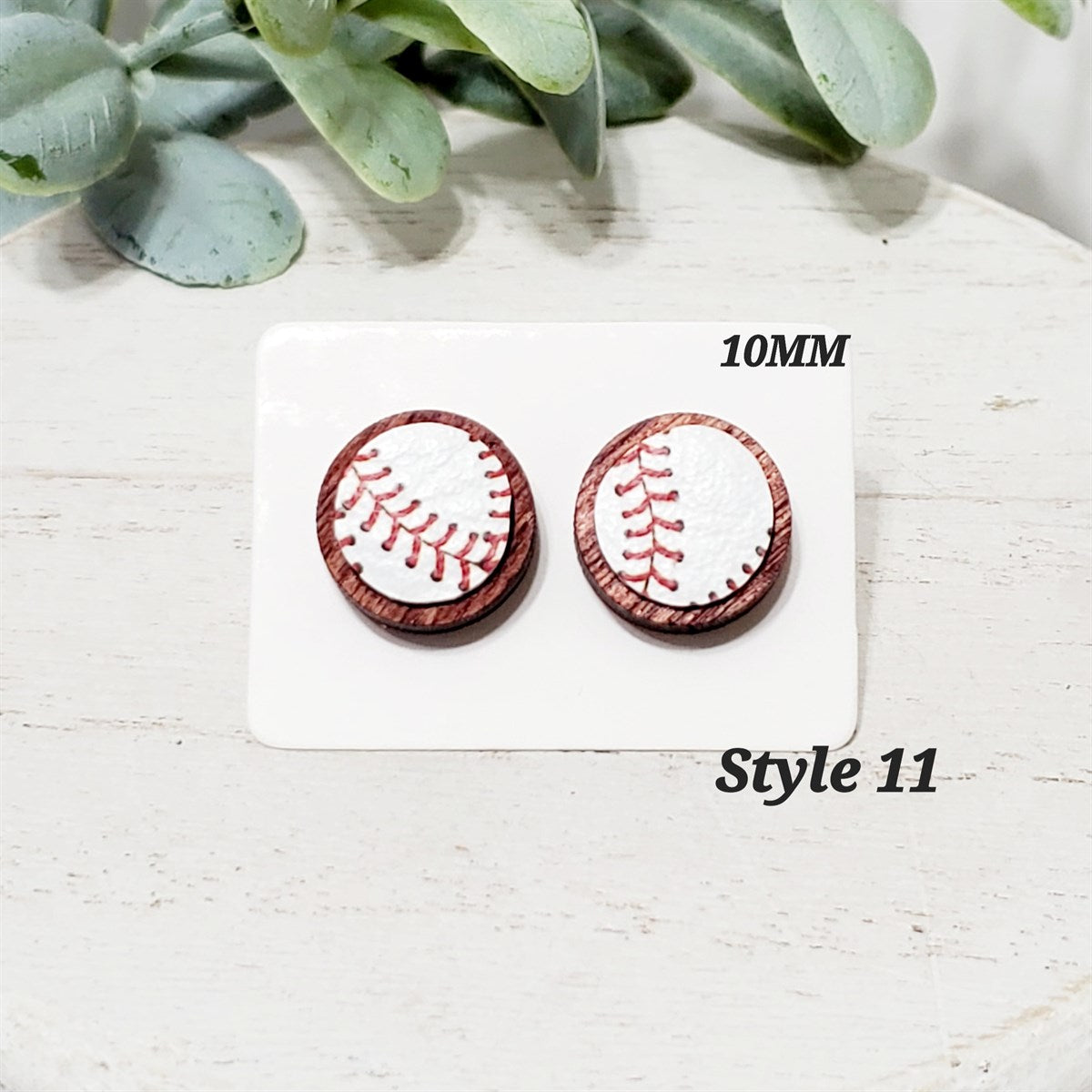 10MM Leather Wood Baseball Studs