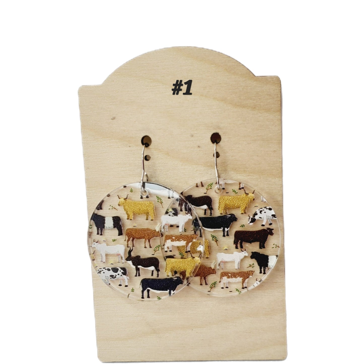 Acrylic Multi Cow Dangles
