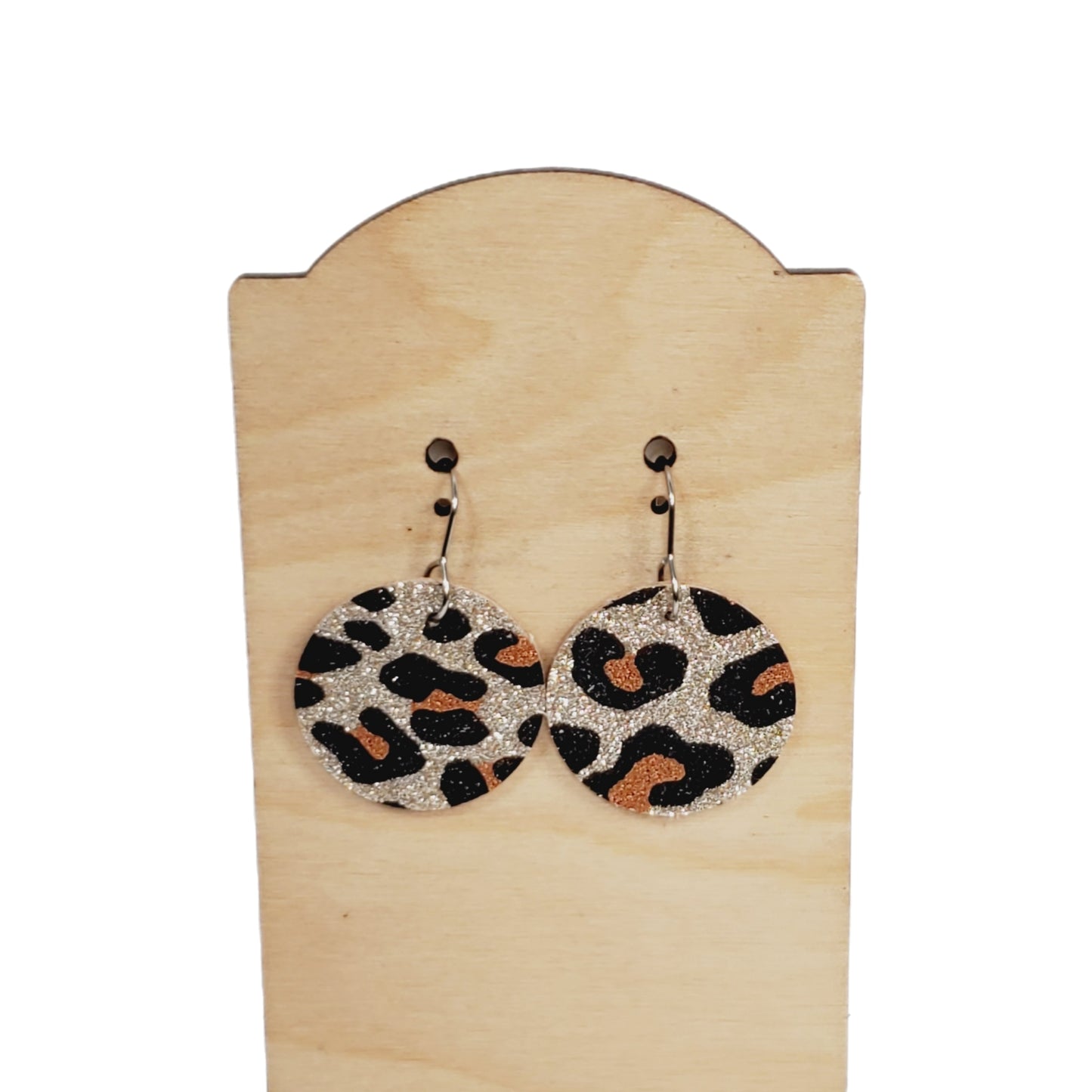 Genuine Leather Glitter Leopard Dangle