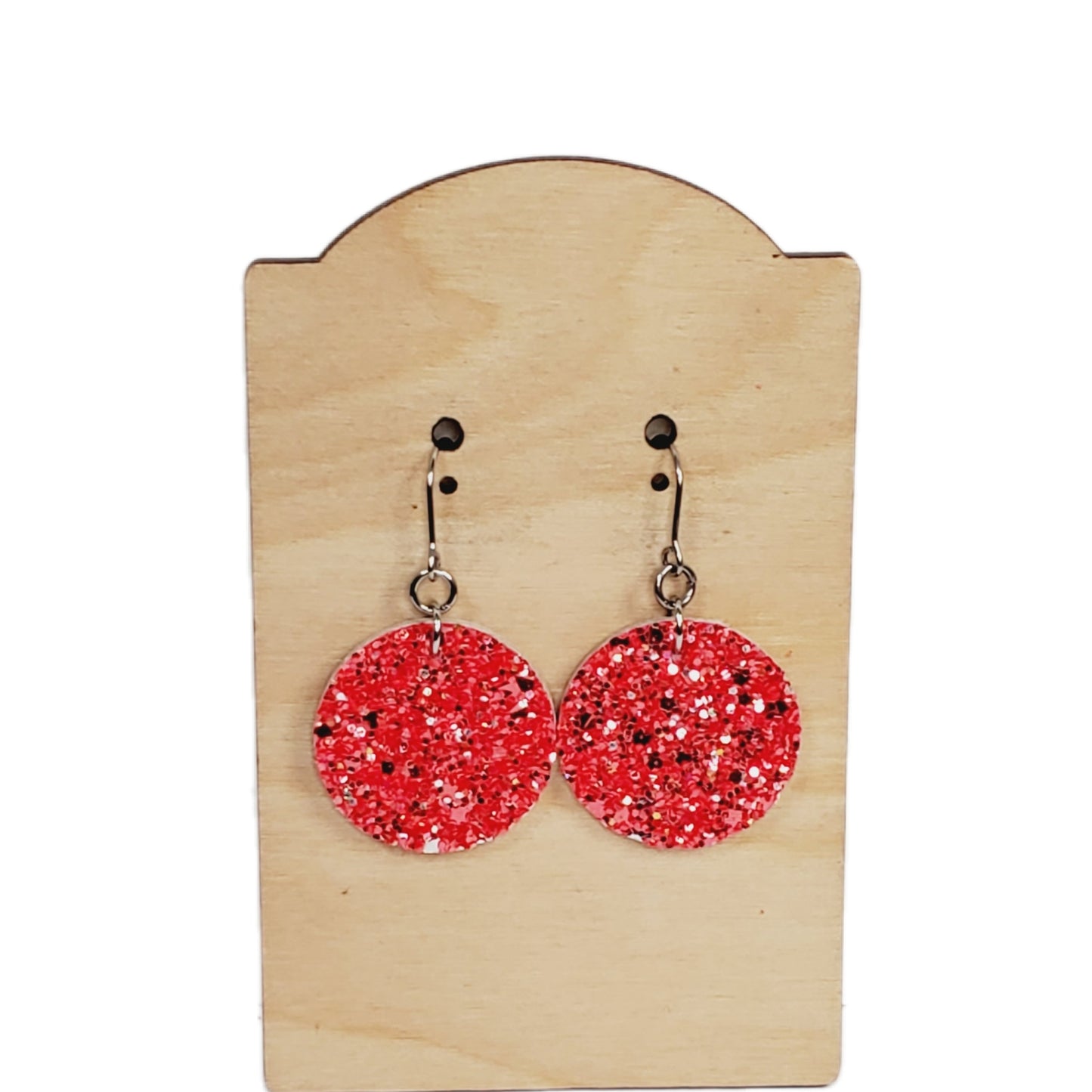 Genuine Leather Glitter Red Dangle
