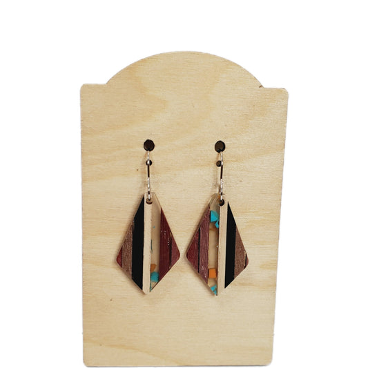 Acrylic Wood Stripe Drop Earrings