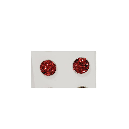Red Glitter Leather Studs