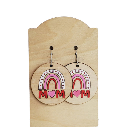 Mom Rainbow Heart Earrings