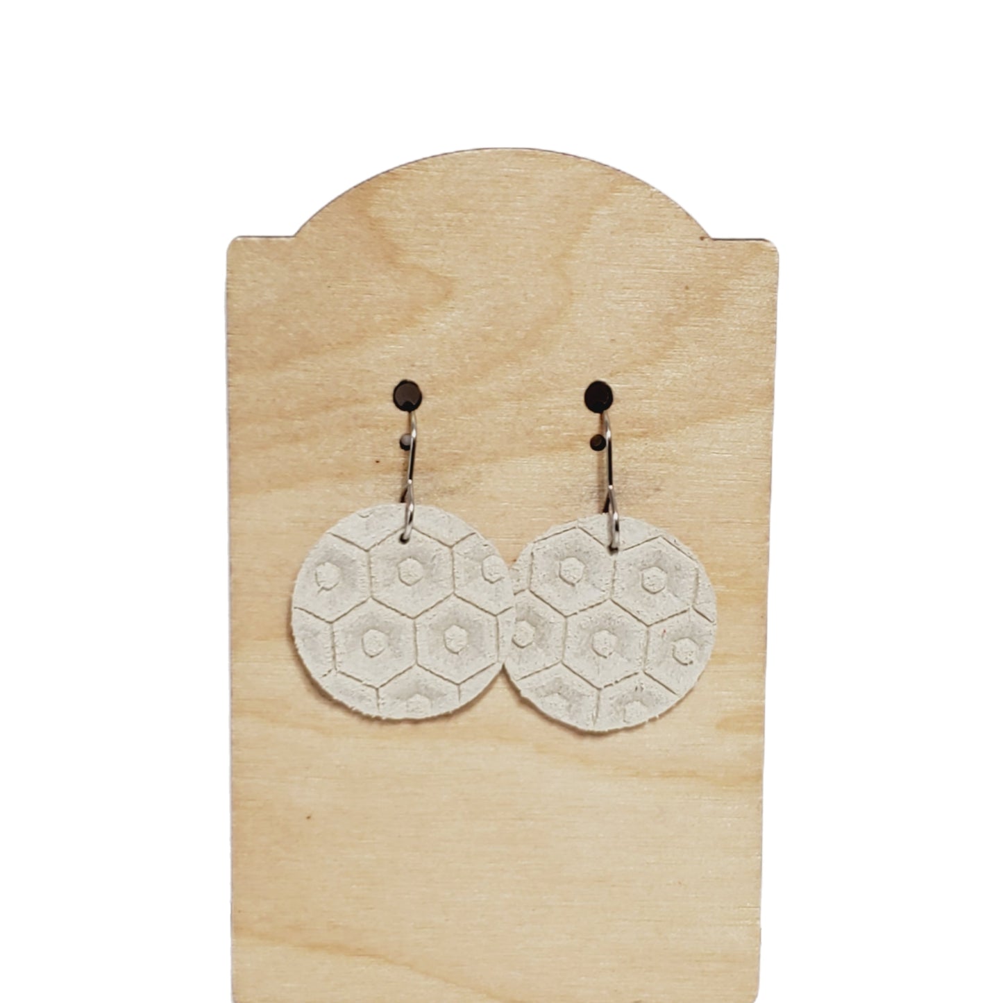 Genuine Leather Bone White Hex Dangles