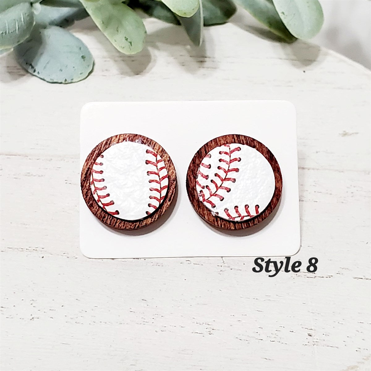 12MM Leather Wood Baseball Studs