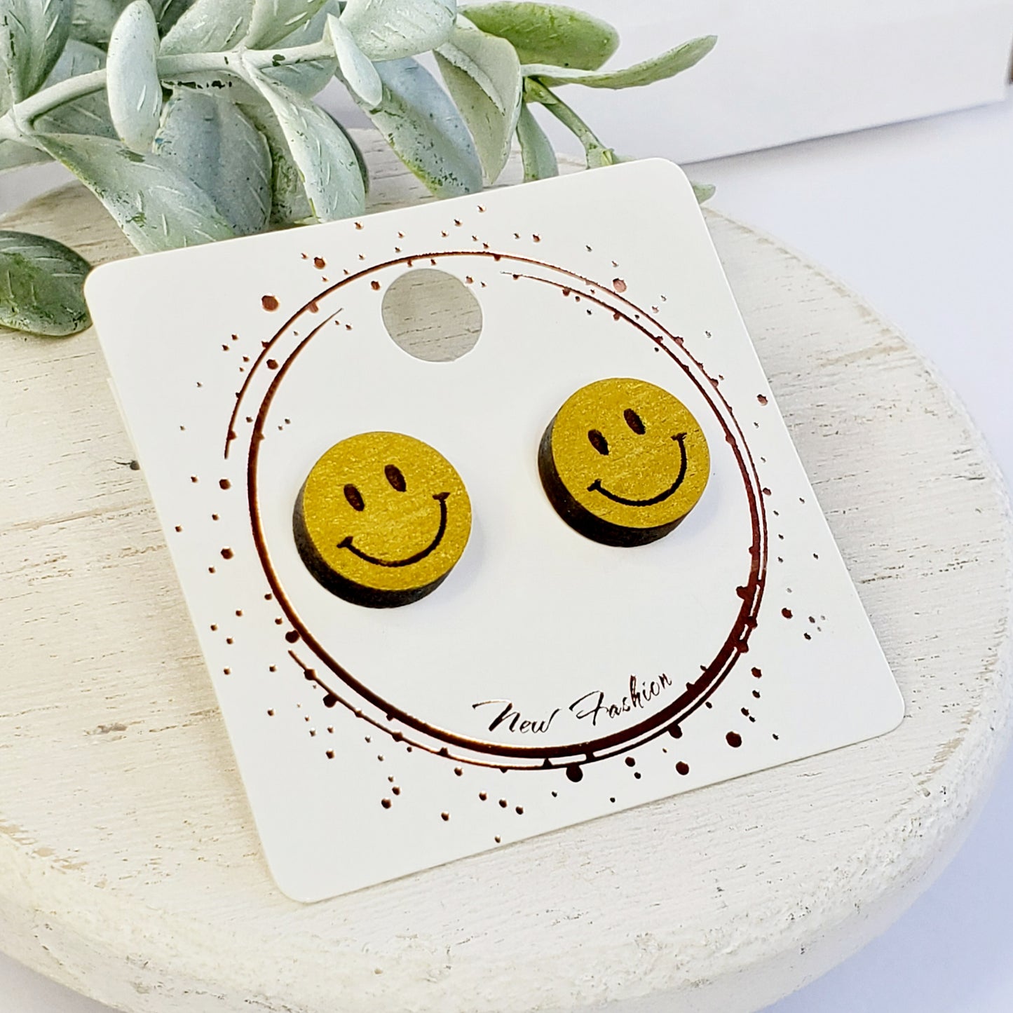 Smiley Face Wood Studs