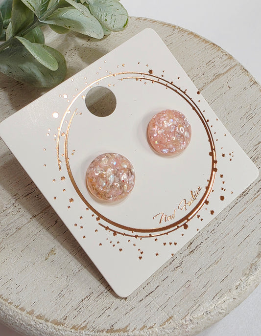 12MM Peach Pearlized Studs
