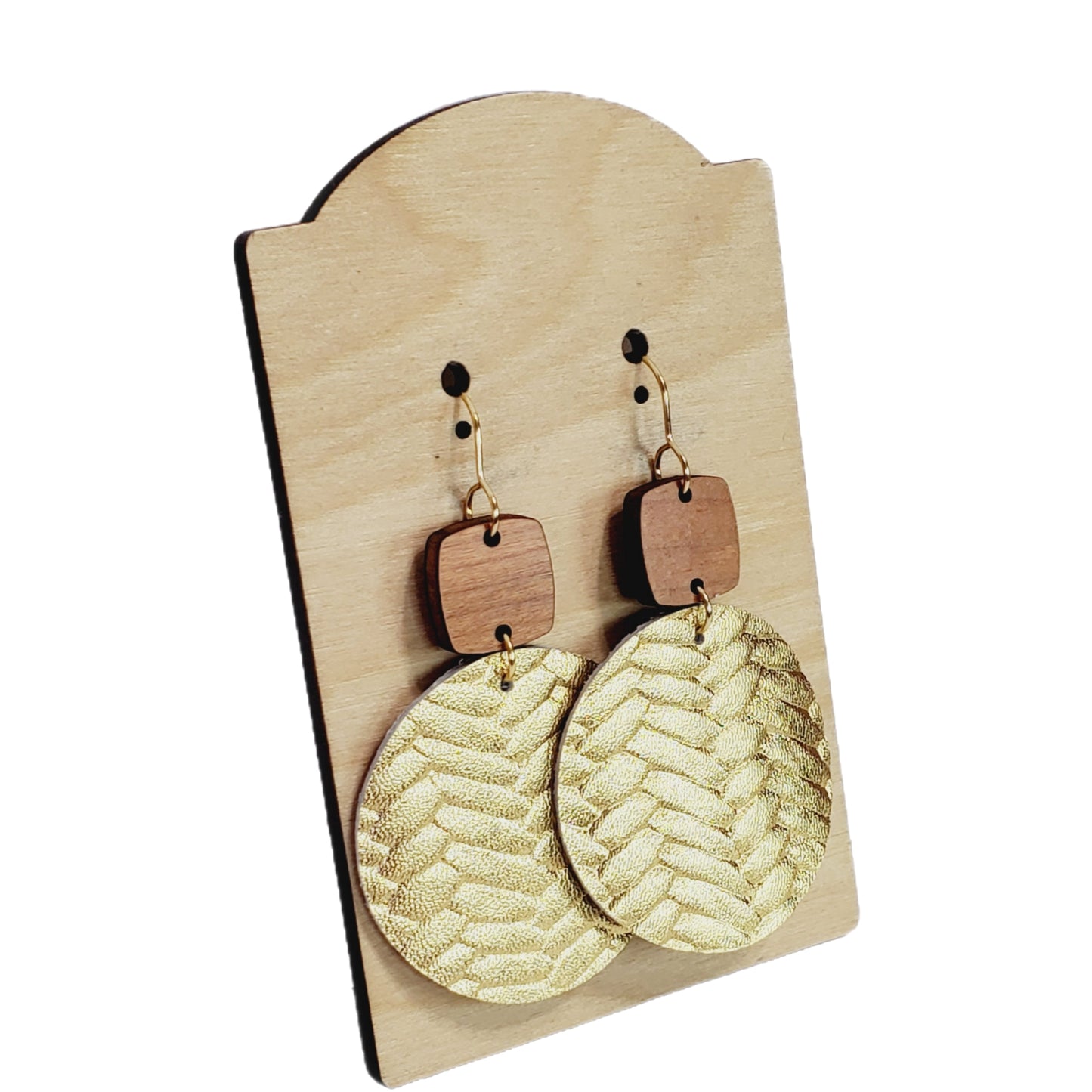 Premium Leather Gold Earrings