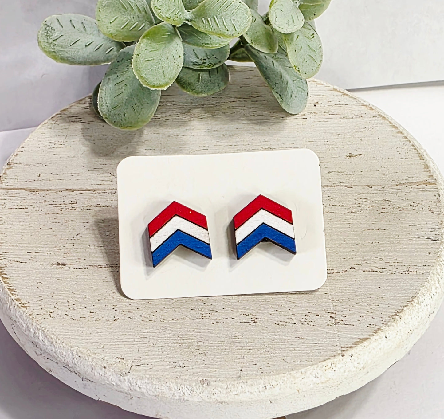 Chevron Red, White & Blue Studs