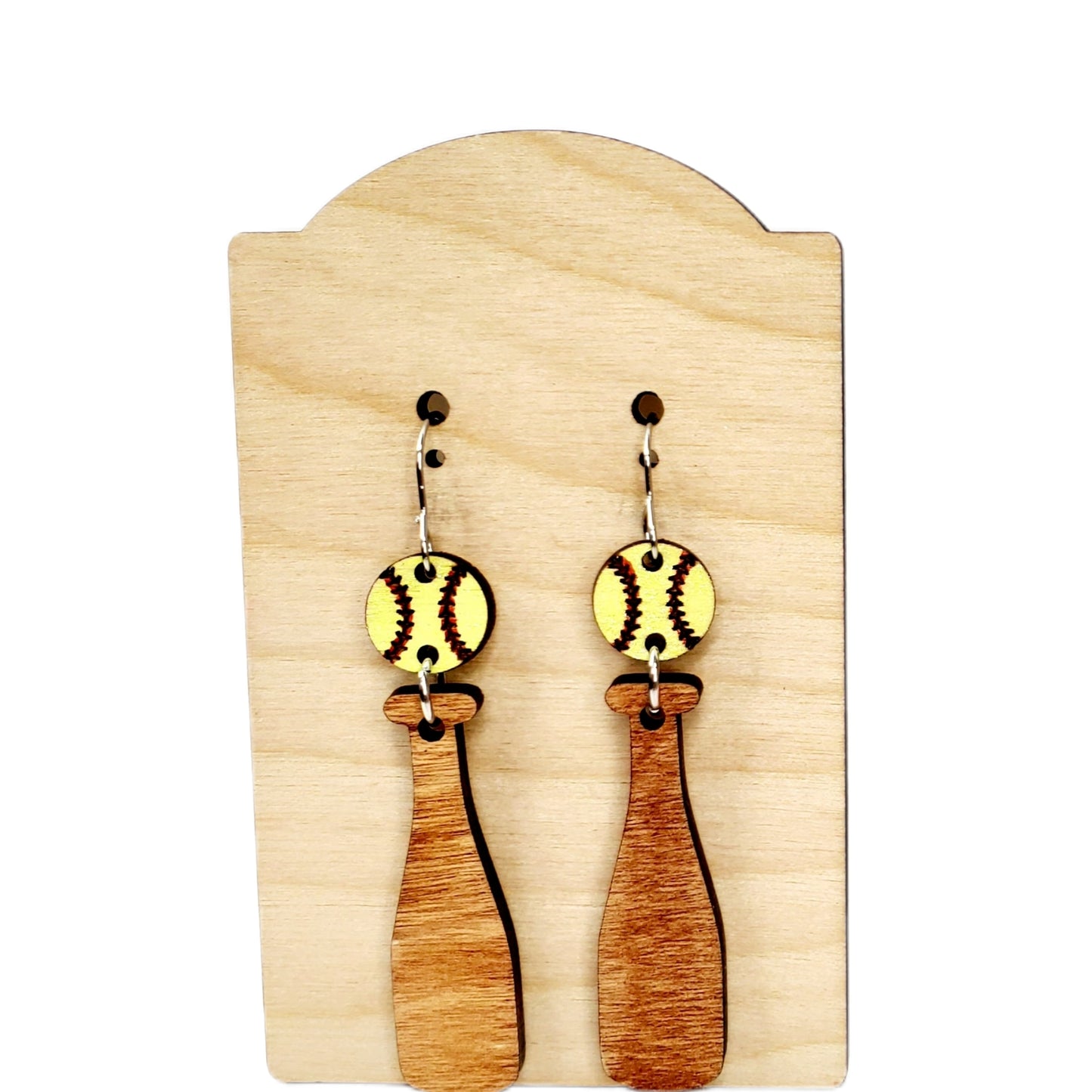 Hand Painted Softball and Bat Dangles