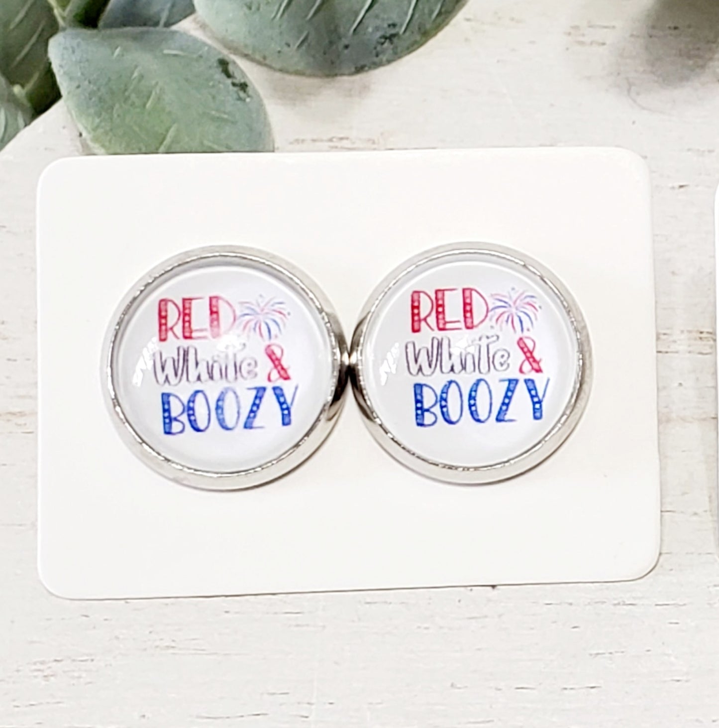 12MM Red White & Boozy Studs