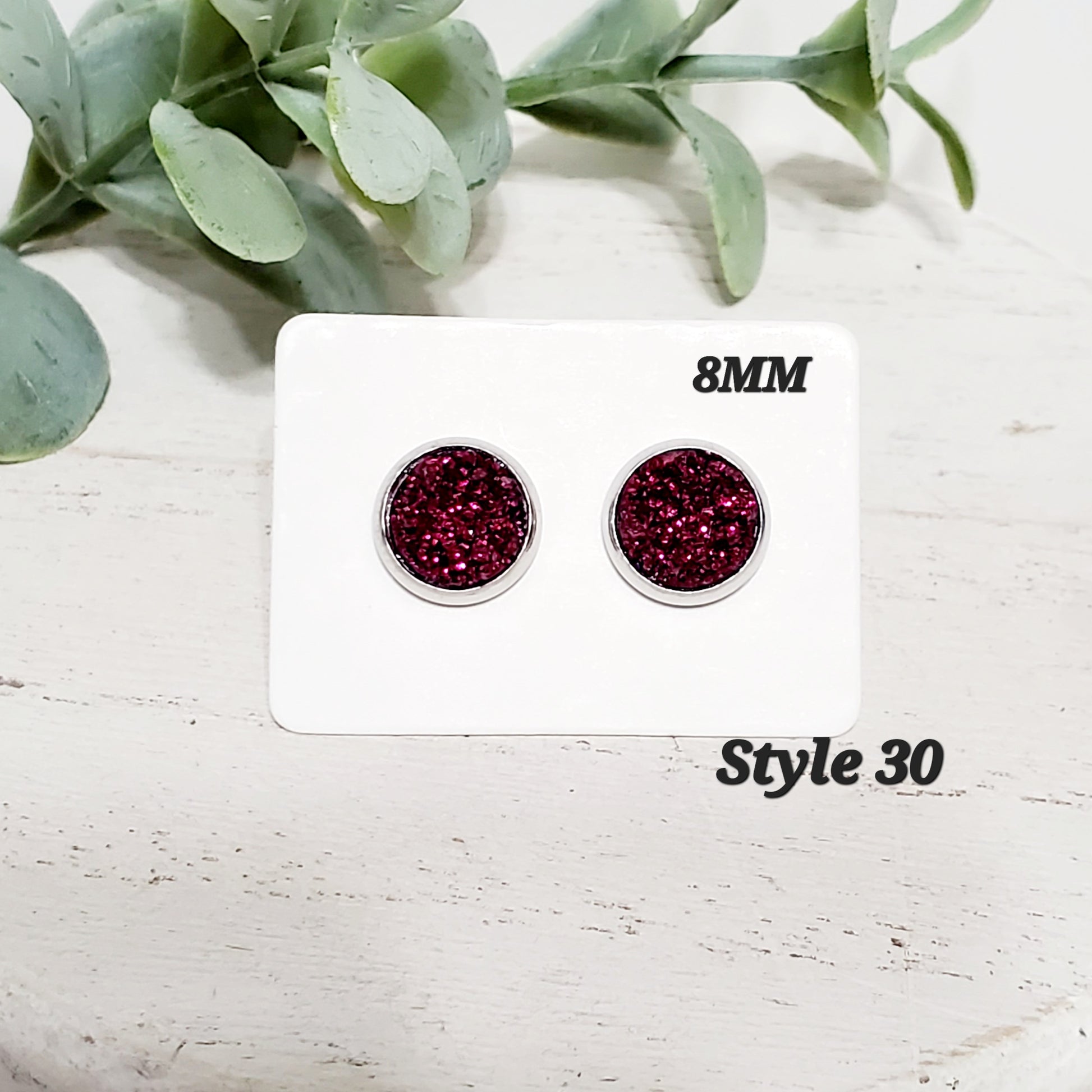 8MM Maroon Studs