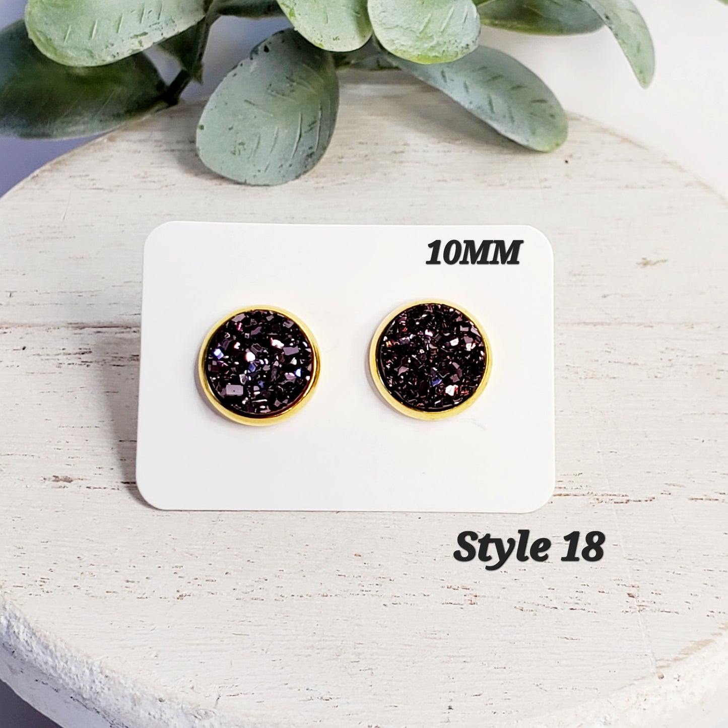 10MM Sparkle Brown Studs