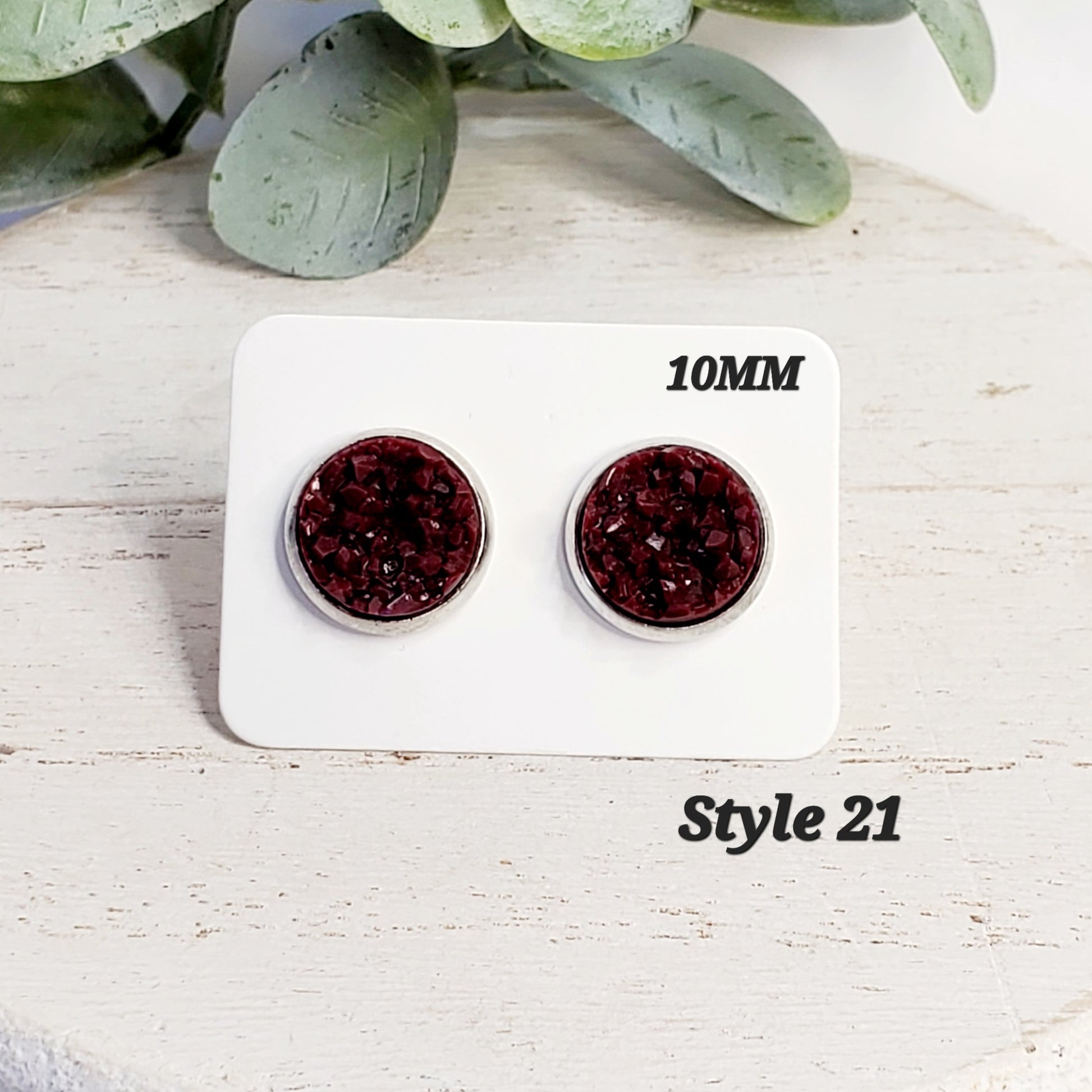 10MM Maroon Studs