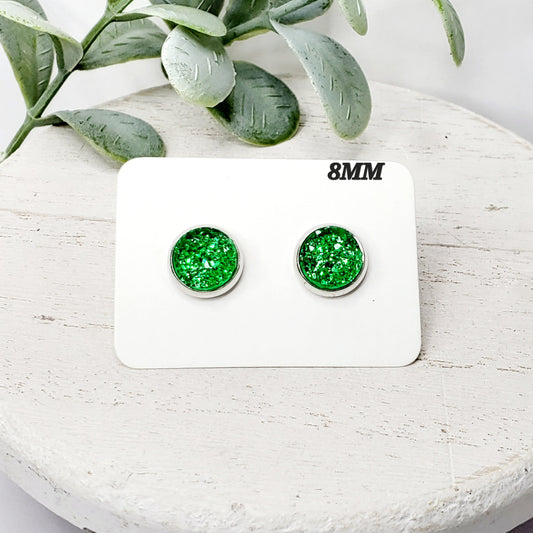 8MM Crystal Green Studs