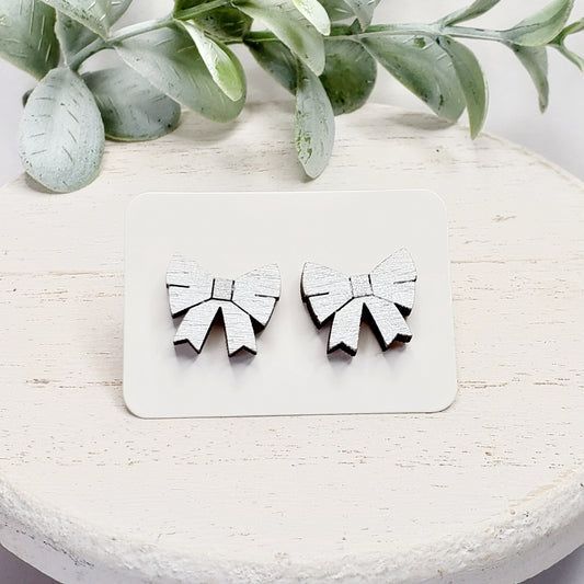 Silver Metallic Bow Studs