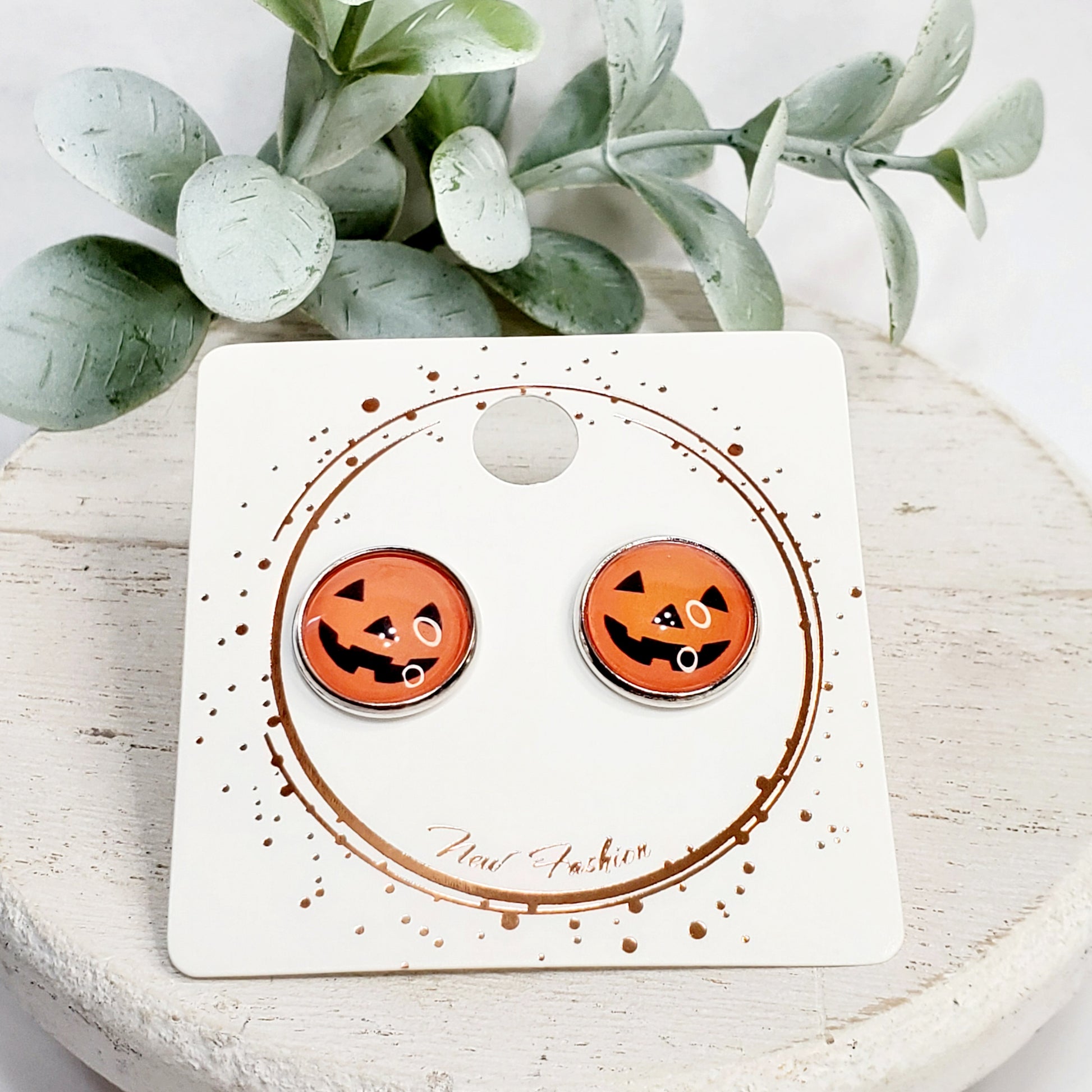 12MM Jack-o-lantern Cabochon Studs