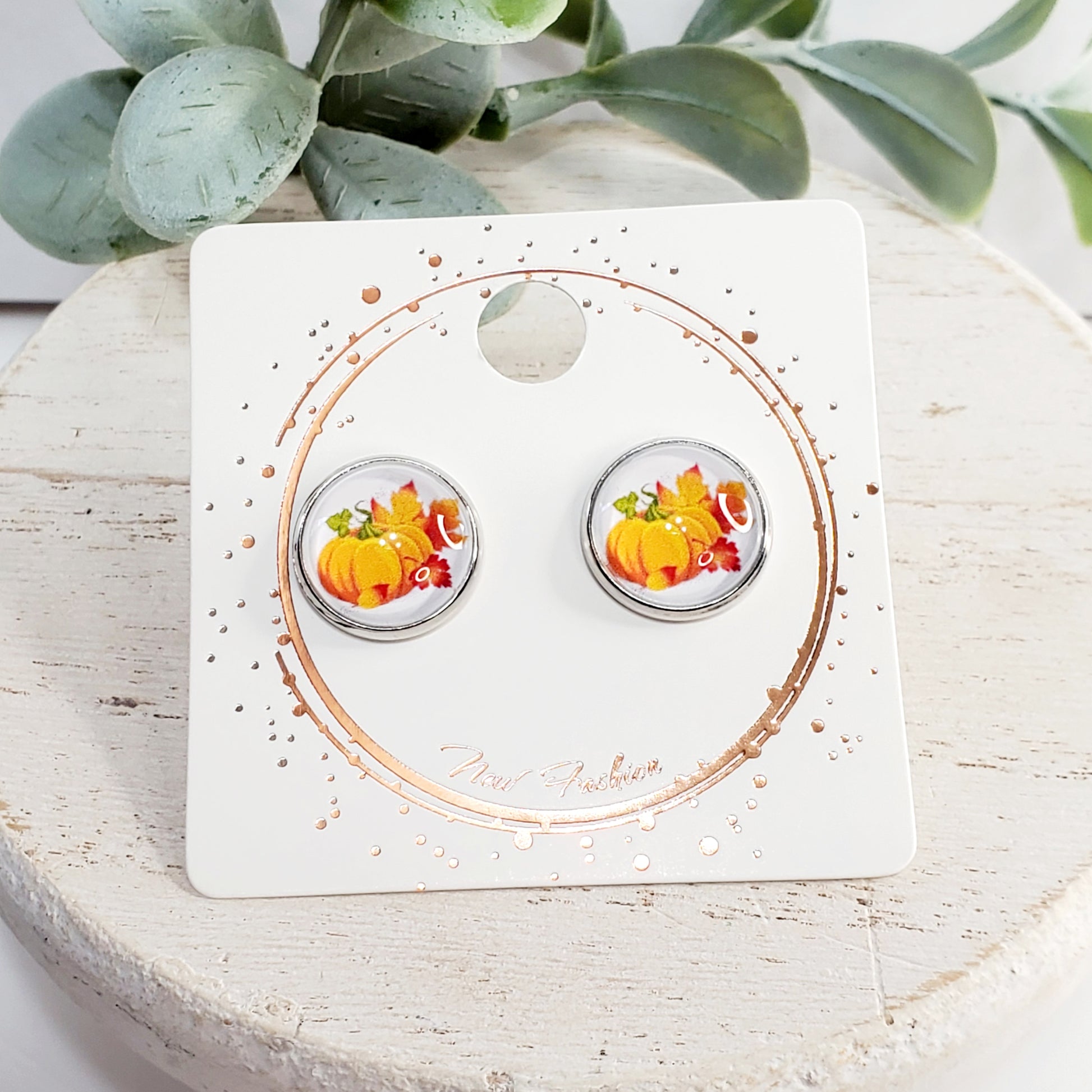 12MM Pumpkin Cabochon Studs