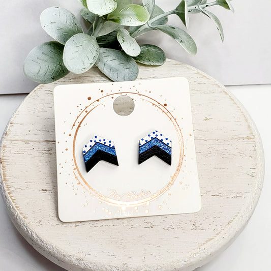 Chevron Wood Studs | Blue