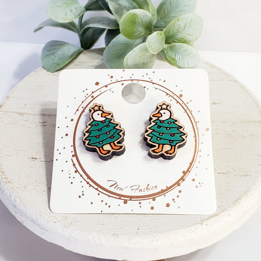 Christmas Goose Tree Studs