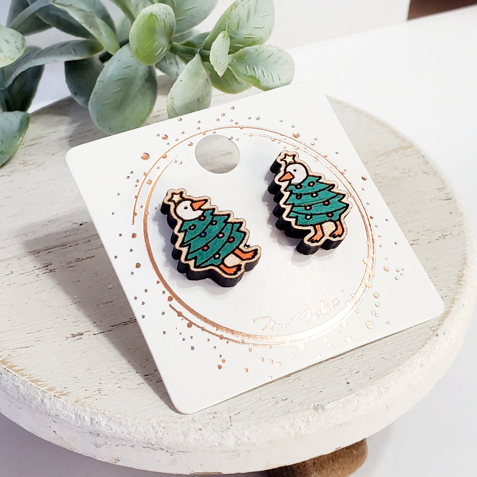Christmas Goose Tree Studs