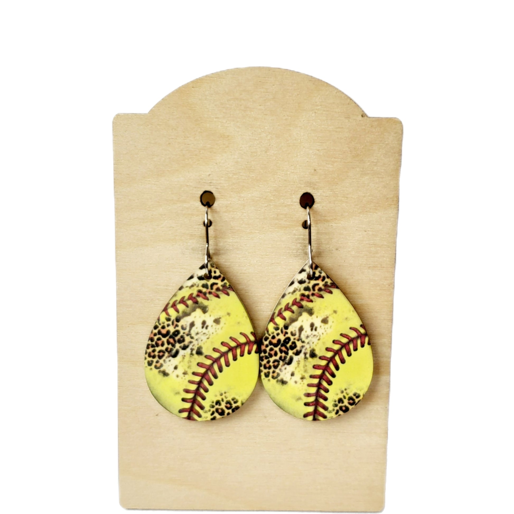 Softball Cheetah Teardrop Earrings