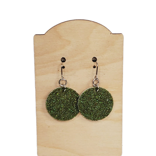 Genuine Leather Glitter Green Dangle
