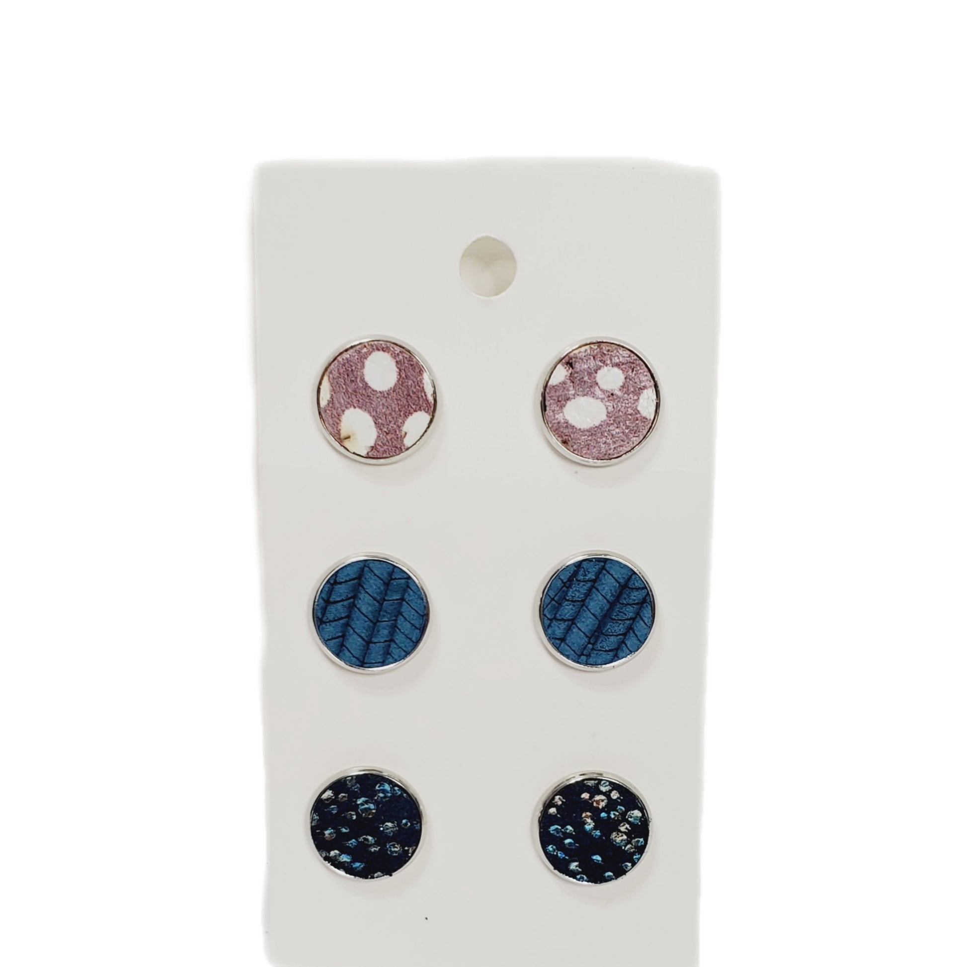 Blue and Purple Leather Studs | Set of 3