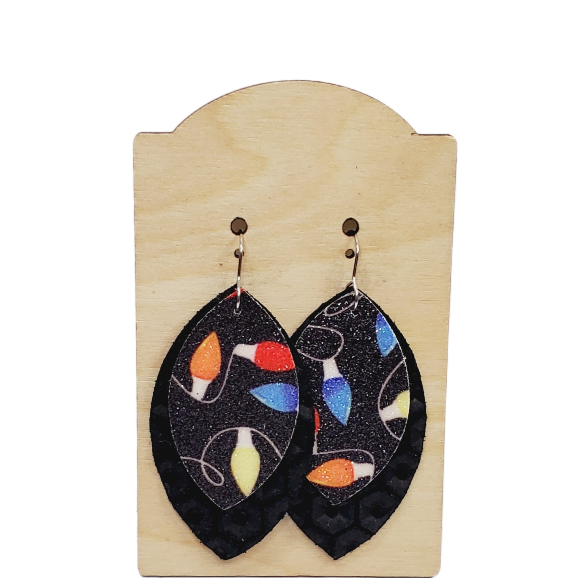 Black Glitter Lightbulb Earrings