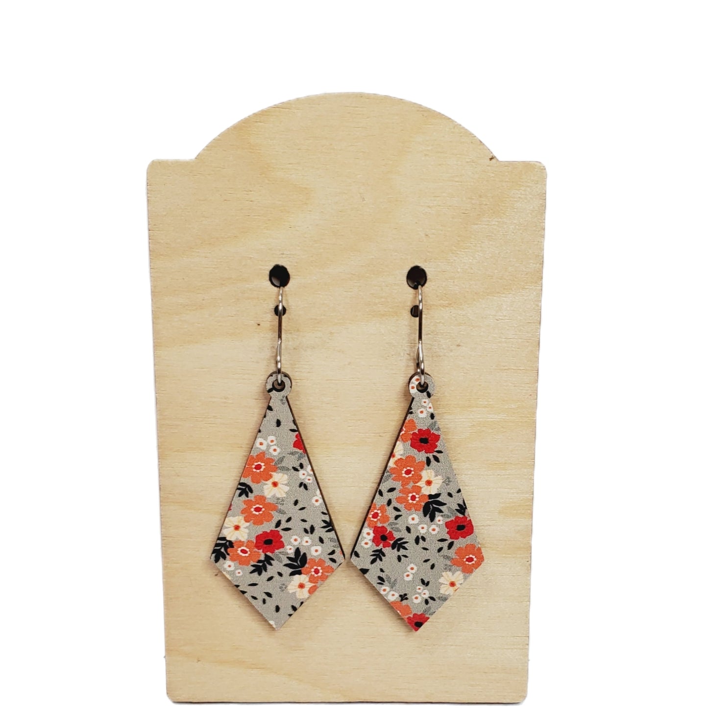 Floral Gray Drop Earrings