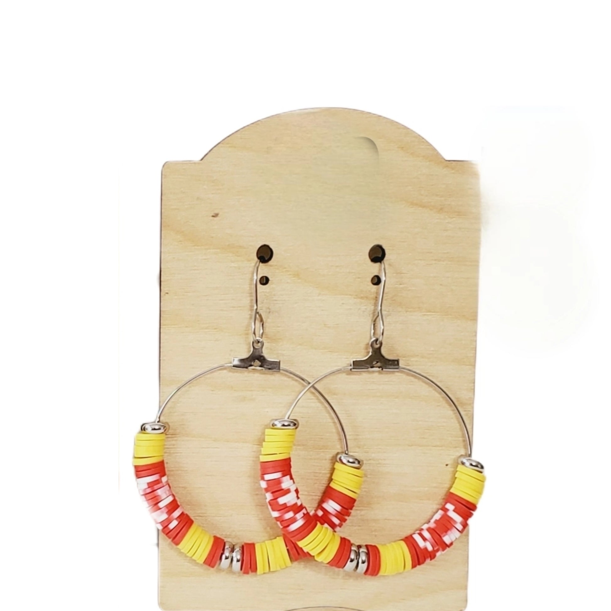 Red & Yellow Heishi Hoops