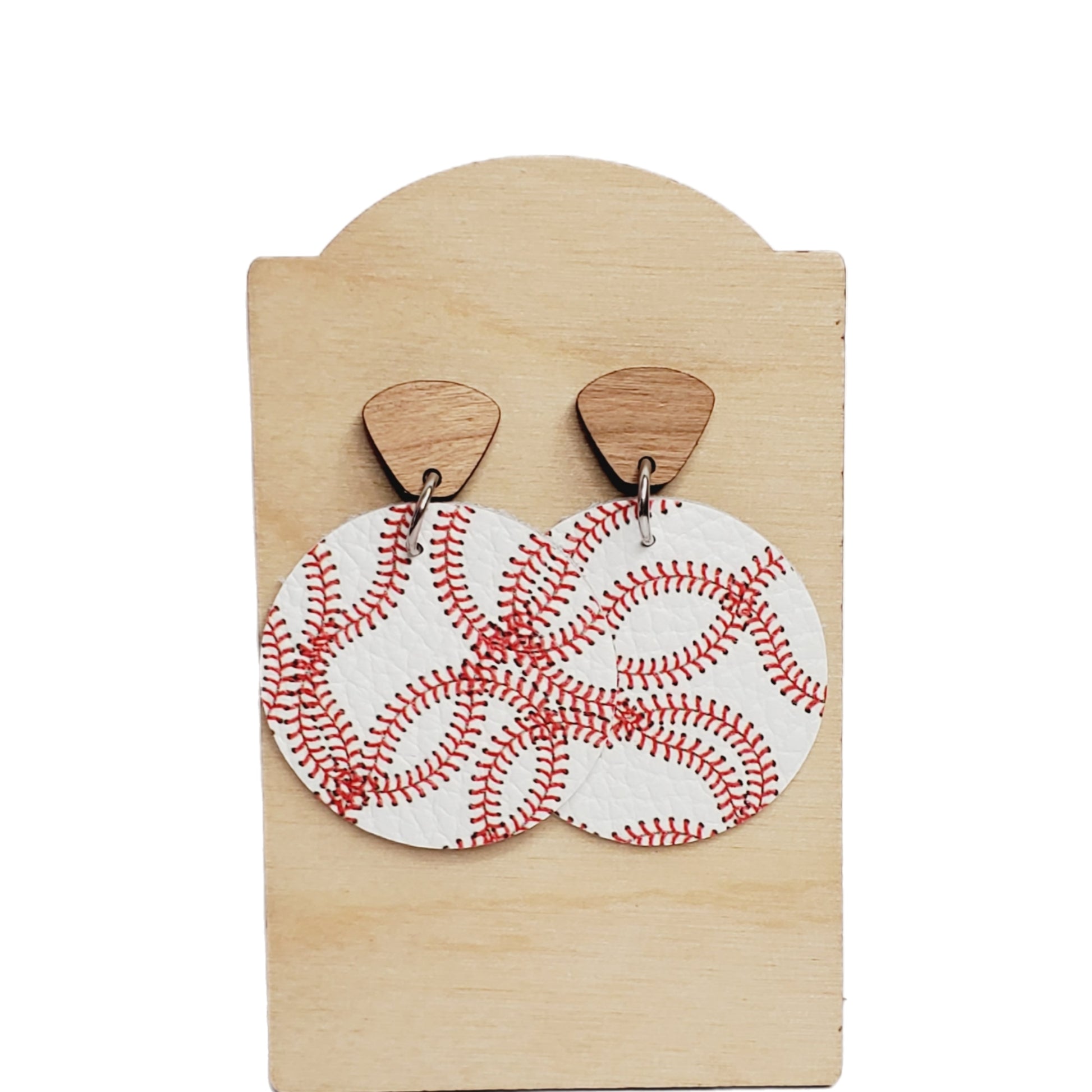 Leather Baseball Stud Earrings