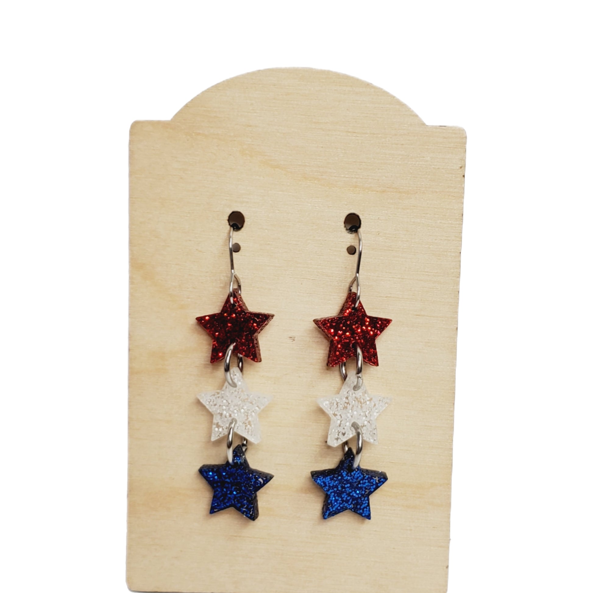 Acrylic Stacked Glitter Star Dangles