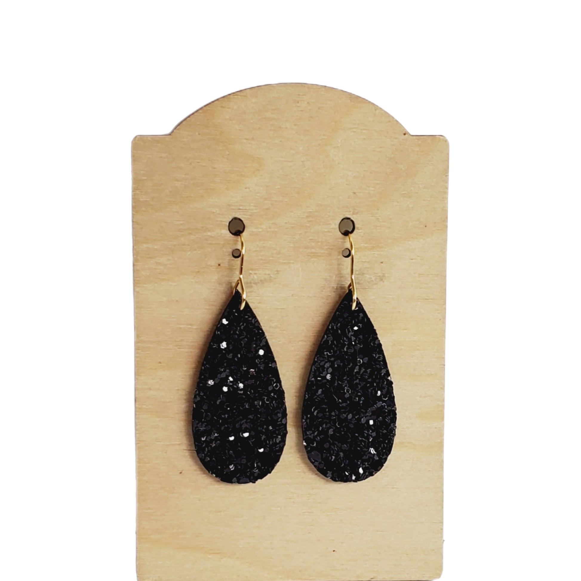 Dainty Teardrop | Chunk Glitter Black