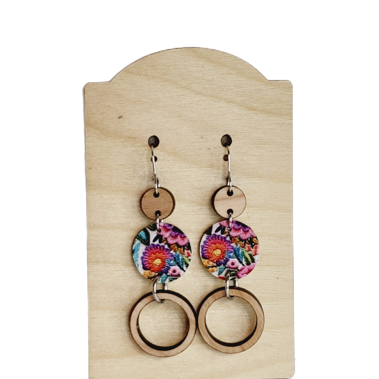 Floral Wood Stack Earrings