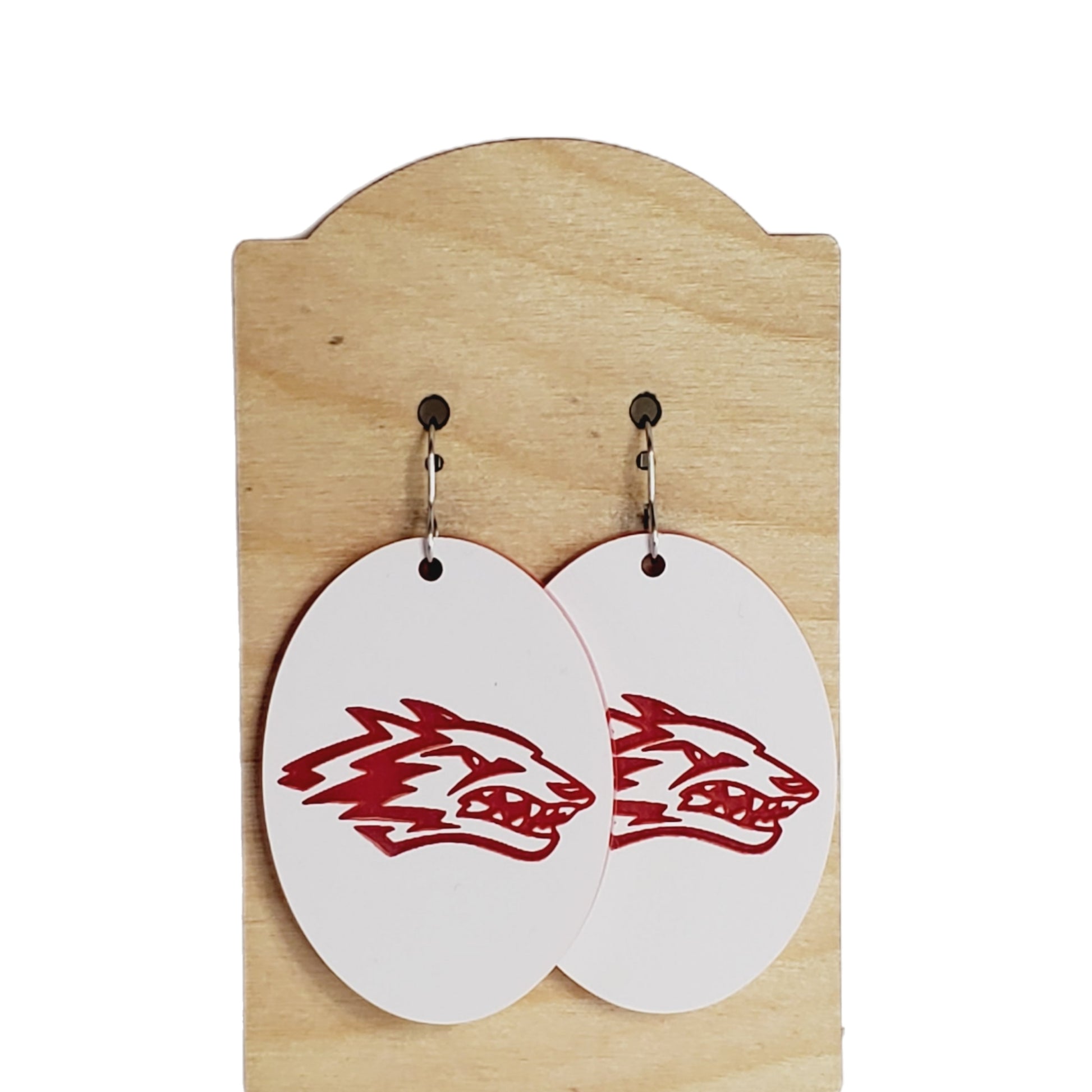 Sports Wolf Oval Earrings