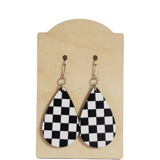 Checker Teardrop Earrings