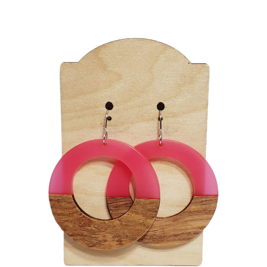 Pink Wood Hoops