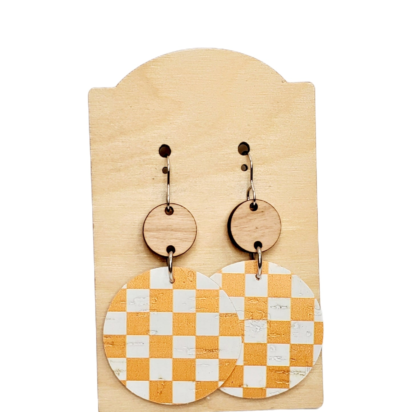 Orange Checker Plaid Earrings