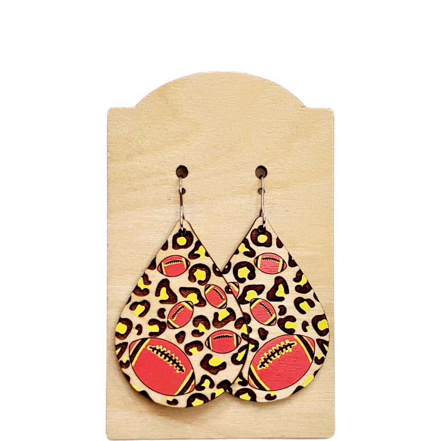 Football Leopard Teardrop Earrings