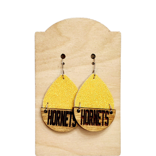 Glitter Leather Hornet Earrings