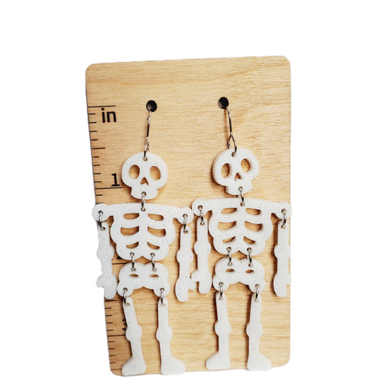 Glitter White Skeleton Earrings