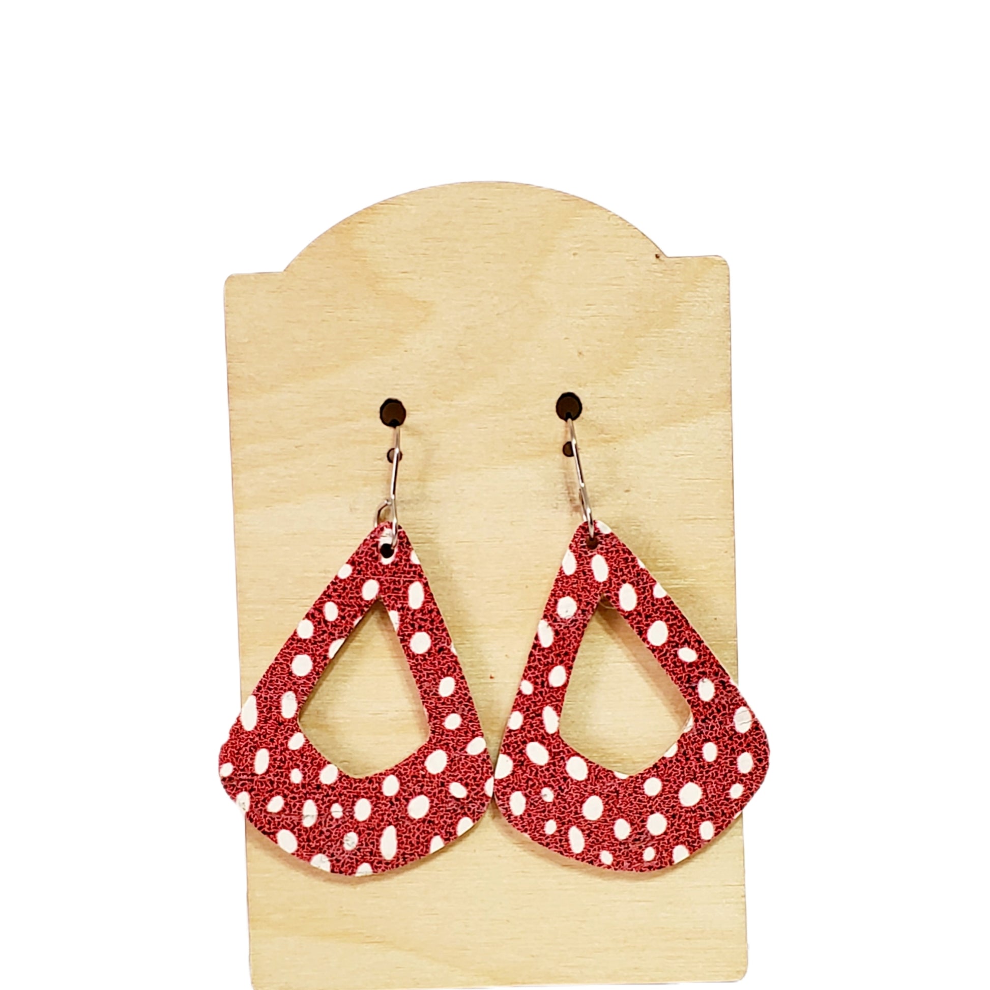 Cutout Red Polka Dot Earrings