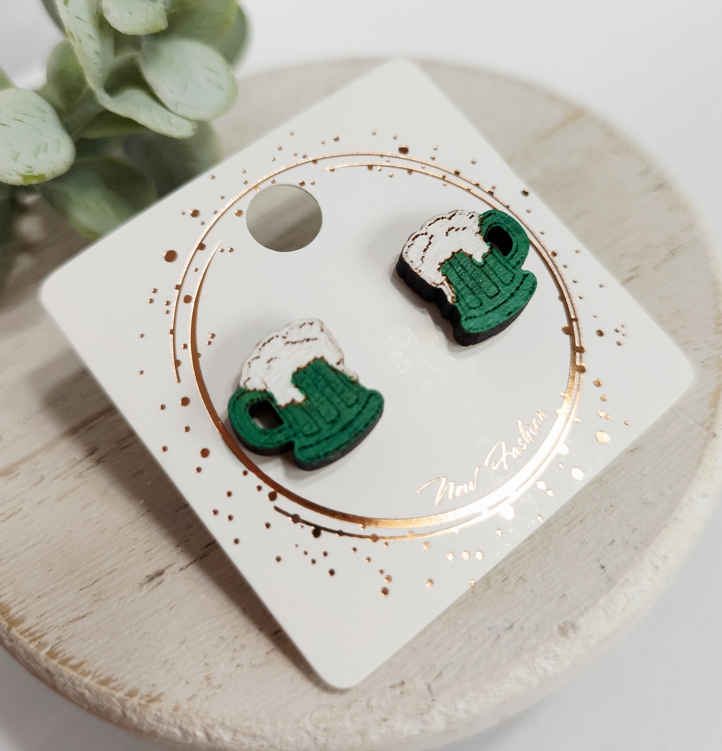 Green Beer Wood Studs