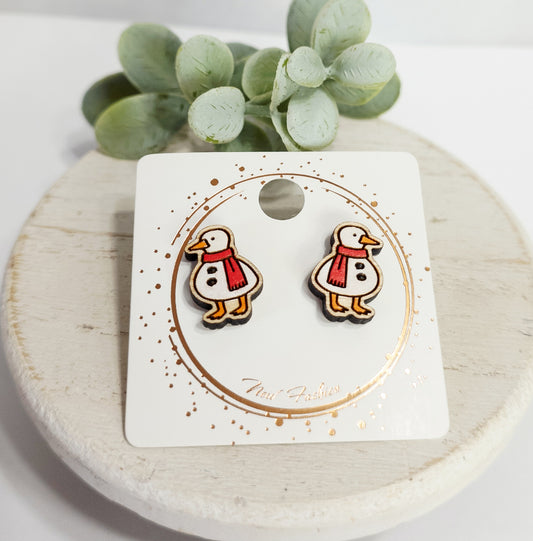 Snowman Goose Wood Studs