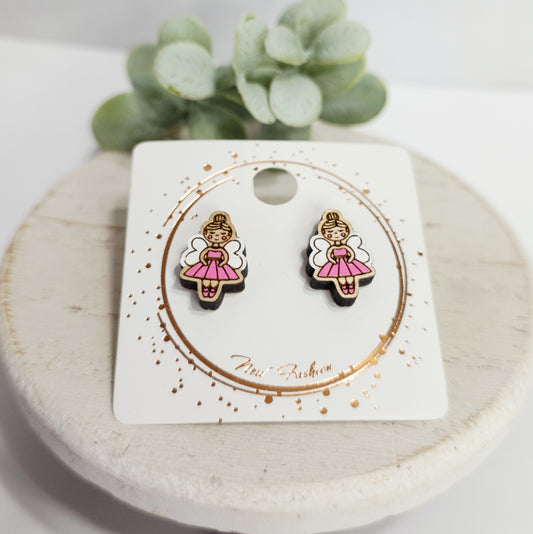 Ballerina Dance Wood Studs