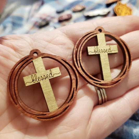 Hand Painted Blessed Cross Earrings